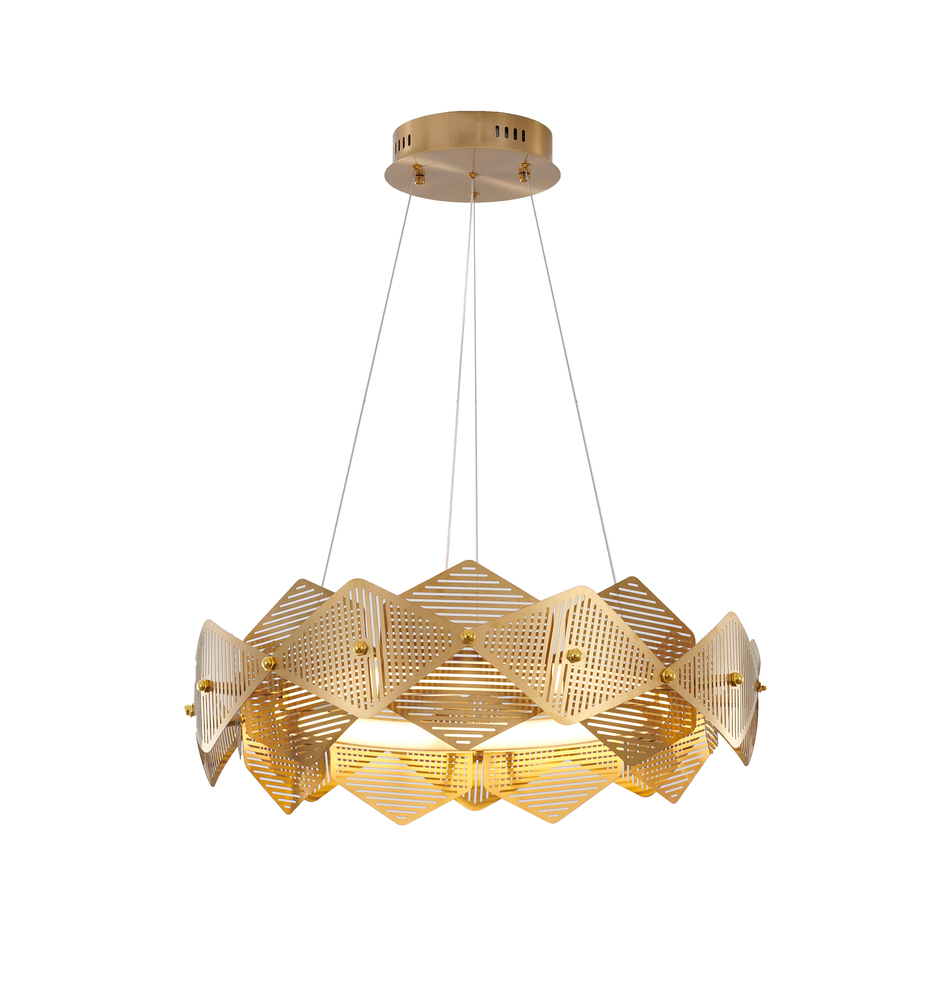 1-Light Brass Halo Ring Chandelier With Acrylic Diffusers
